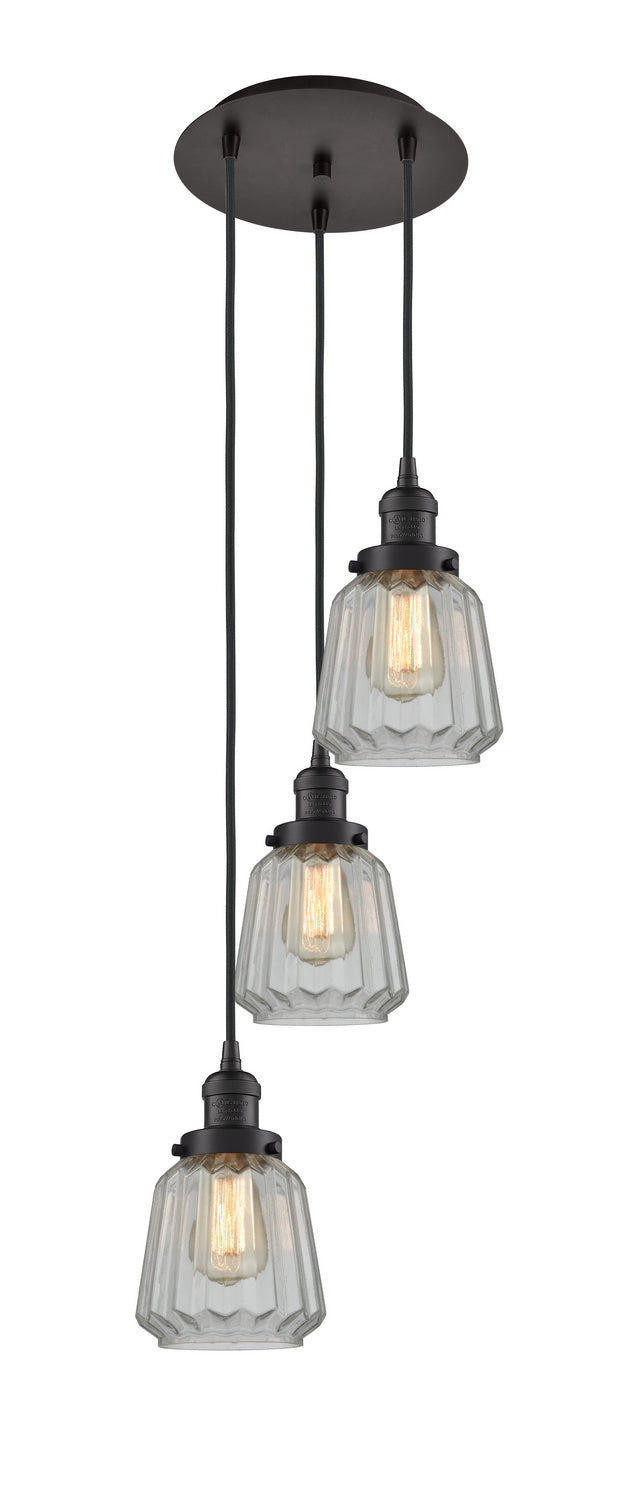 Innovations 113F-3P-OB-G142 Three Light Pendant, Oil Rubbed Bronze