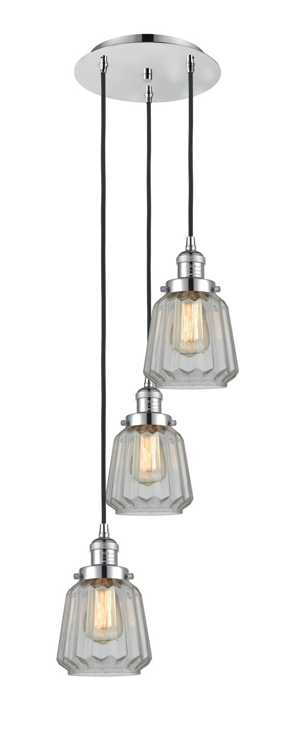 Innovations 113F-3P-PC-G142 Three Light Pendant, Polished Chrome