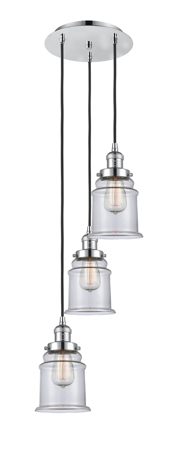 Innovations 113F-3P-PC-G182 Three Light Pendant, Polished Chrome