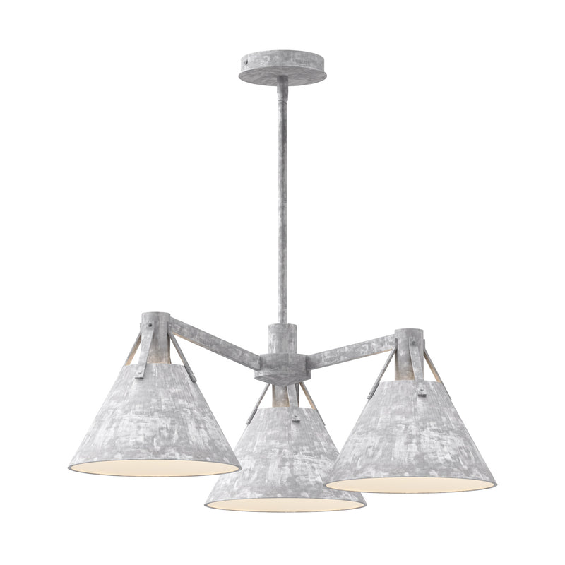Alora CH584525SL Three Light Chandelier, Steel Shade