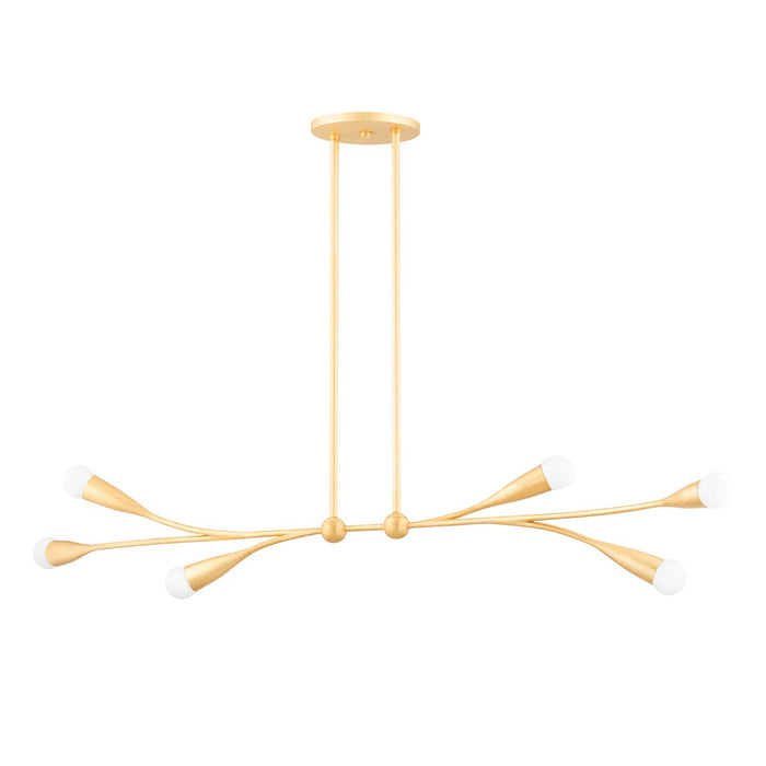 Mitzi H689906-GL Six Light Linear, Gold Leaf