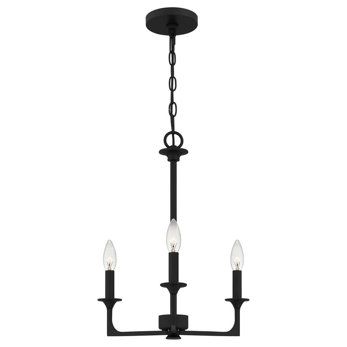 Quoizel PRC5016MBK Three Light Chandelier, Matte Black