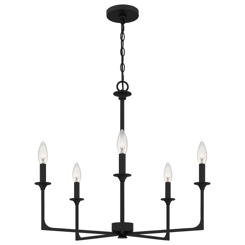 Quoizel PRC5026MBK Five Light Chandelier, Matte Black