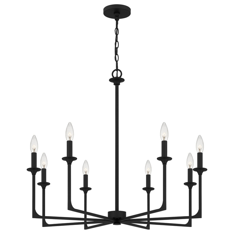 Quoizel PRC5032MBK Eight Light Chandelier, Matte Black