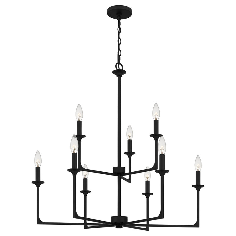 Quoizel PRC5232MBK Nine Light Chandelier, Matte Black