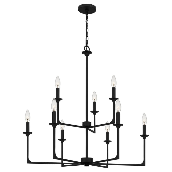 Quoizel PRC5232MBK Nine Light Chandelier, Matte Black