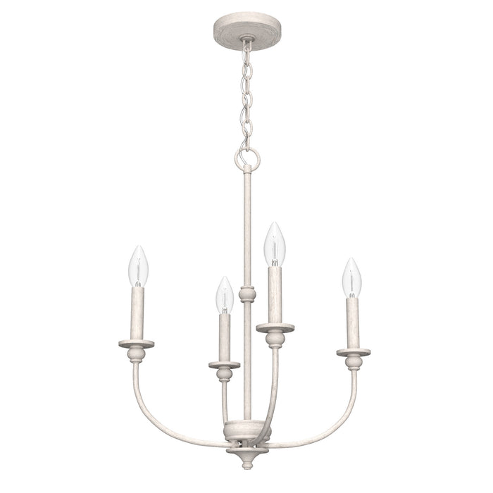 Hunter 19639 Four Light Chandelier, Distressed White