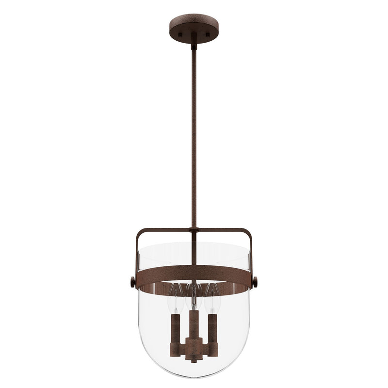 Hunter 19832 Three Light Pendant, Textured Rust