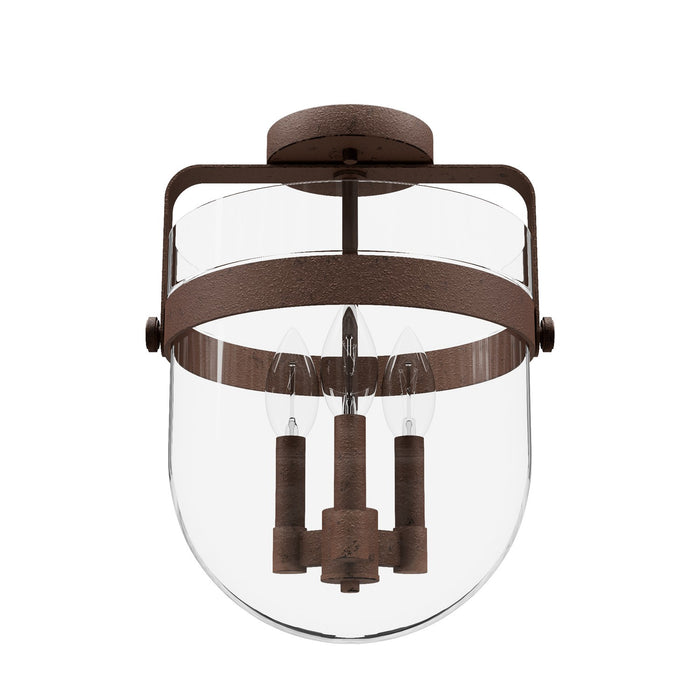 Hunter 19835 Three Light Flush Mount, Textured Rust