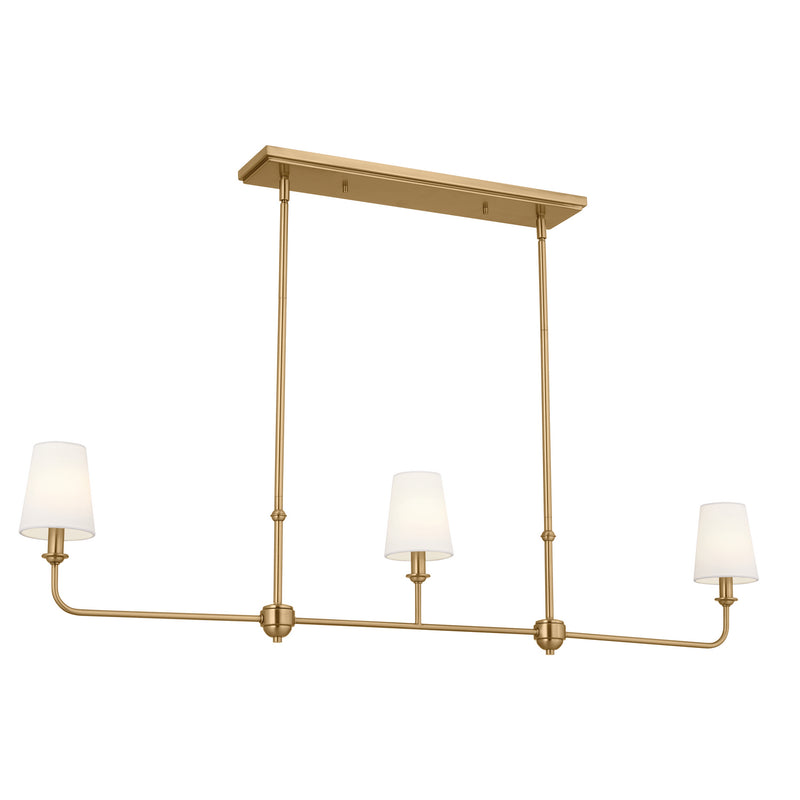 Kichler 52519BNB Three Light Linear Chandelier, Brushed Natural Brass