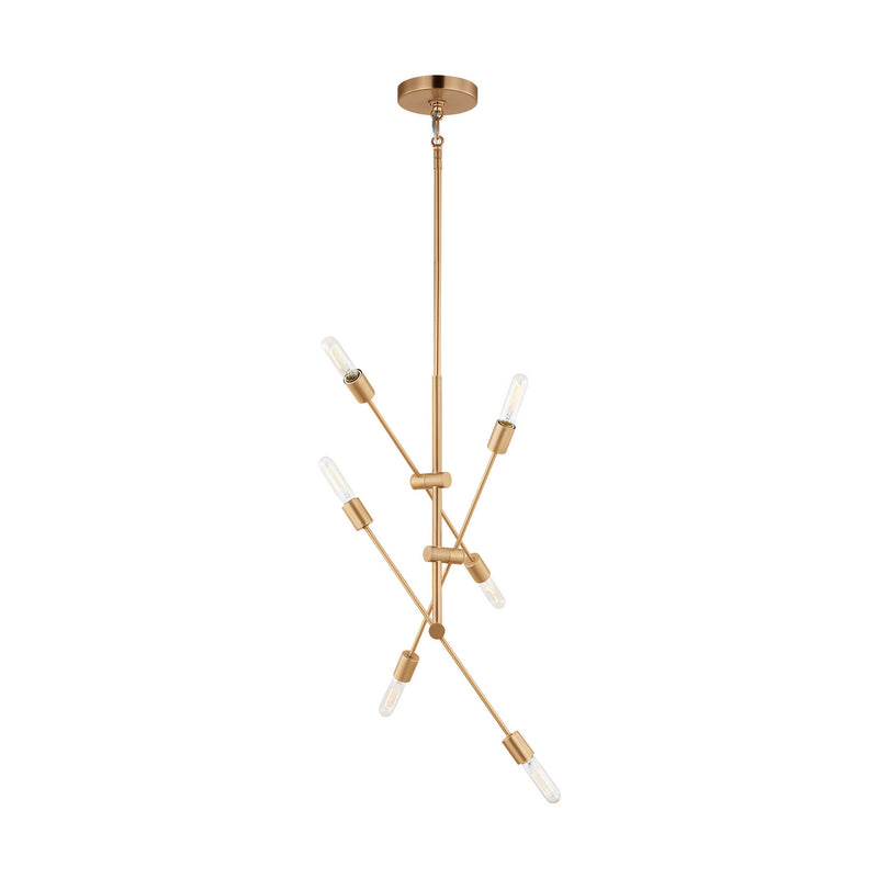 Visual Comfort Studio 3100506-848 Six Light Chandelier, Satin Brass