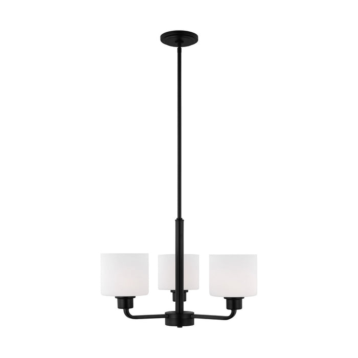 Generation Lighting 3128803EN3-112 Three Light Chandelier, Midnight Black