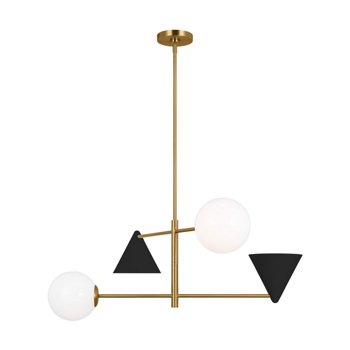 Visual Comfort Studio AEC1104MBKBBS Four Light Chandelier, Midnight Black and Burnished Brass