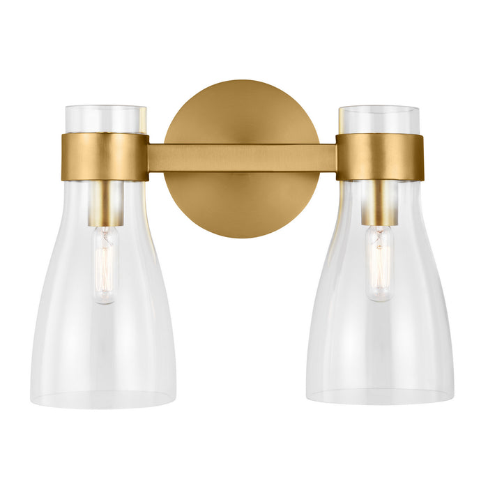 Visual Comfort Studio AEV1002BBS Two Light Bath Fixture, Burnished Brass