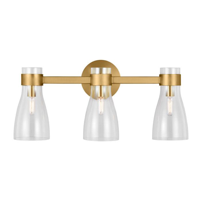 Visual Comfort Studio AEV1003BBS Three Light Bath Fixture, Burnished Brass