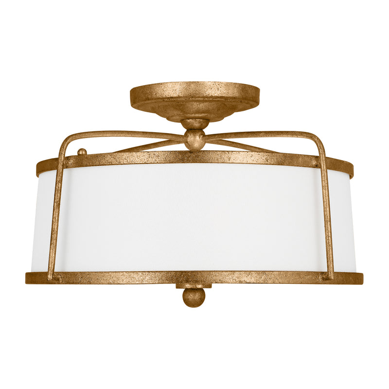 Visual Comfort Studio CF1102ADB Two Light Semi-Flush Mount, Antique Gild