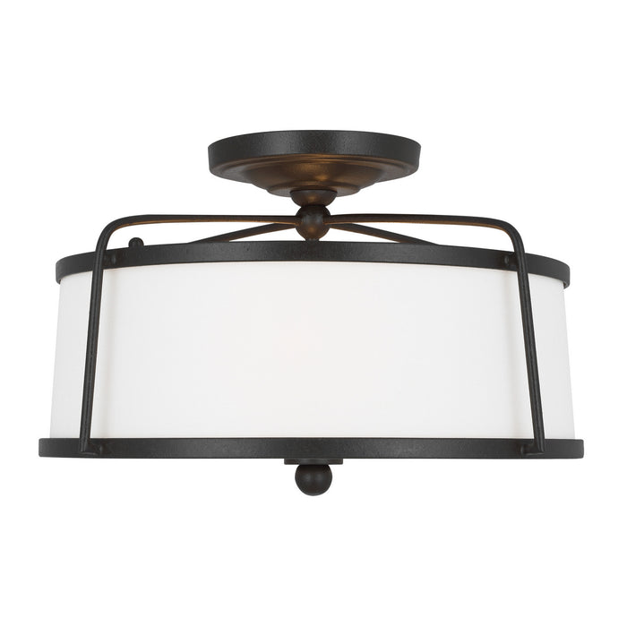 Visual Comfort Studio CF1102SMS Two Light Semi-Flush Mount, Smith Steel