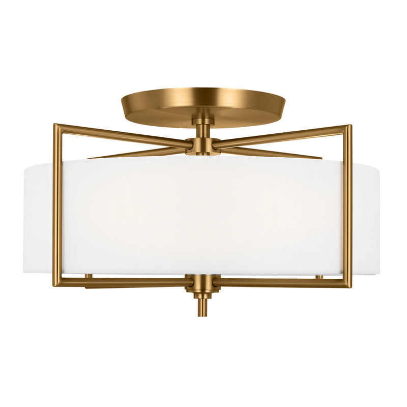 Visual Comfort Studio CF1113BBS Three Light Semi-Flush Mount, Burnished Brass