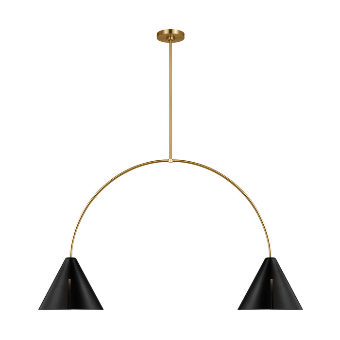 Visual Comfort Studio KC1102MBKBBS-L1 LED Linear Chandelier, Midnight Black and Burnished Brass