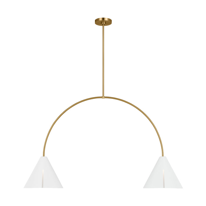 Visual Comfort Studio KC1102MWTBBS-L1 LED Linear Chandelier, Matte White and Burnished Brass
