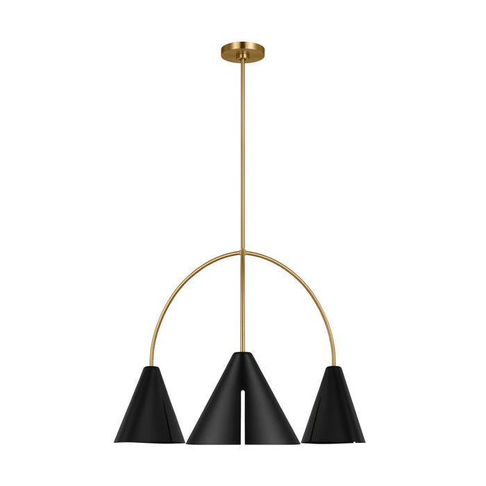 Visual Comfort Studio KC1113MBKBBS-L1 LED Chandelier, Midnight Black and Burnished Brass