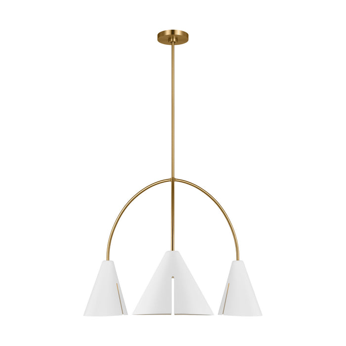 Visual Comfort Studio KC1113MWTBBS-L1 LED Chandelier, Matte White and Burnished Brass