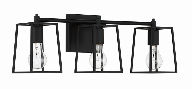 Craftmade 12123FB3 Three Light Vanity, Flat Black