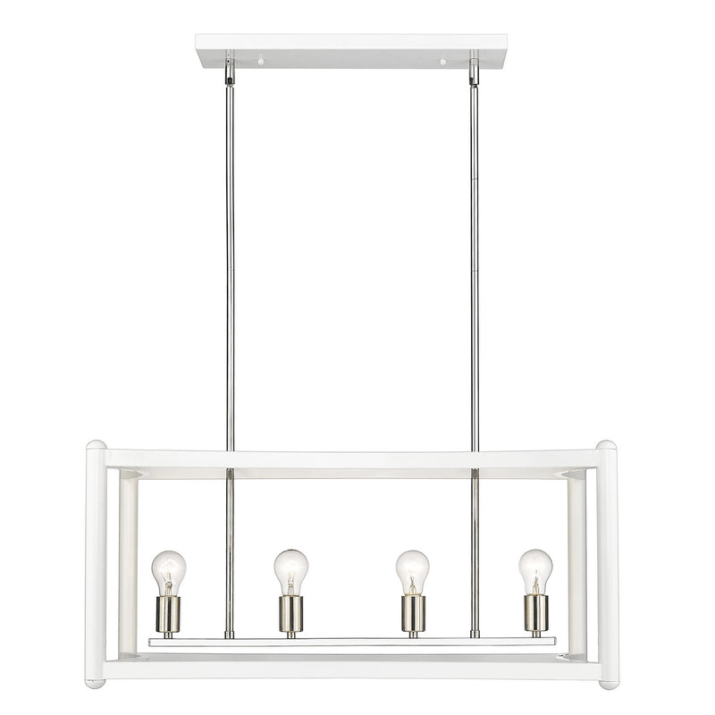 Acclaim Lighting IN20042WH Eight Light Linear Pendant, White with Polished Nickel Cluster