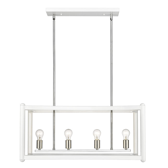 Acclaim Lighting IN20042WH Eight Light Linear Pendant, White with Polished Nickel Cluster