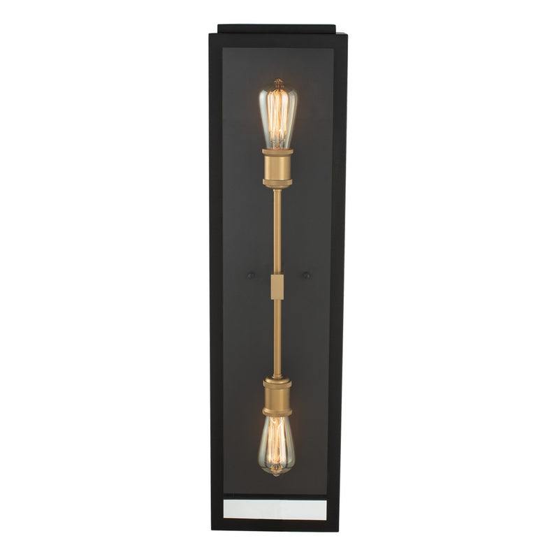 Kalco 405521BSG Two Light Wall Sconce, Matte Black w Sanded Gold