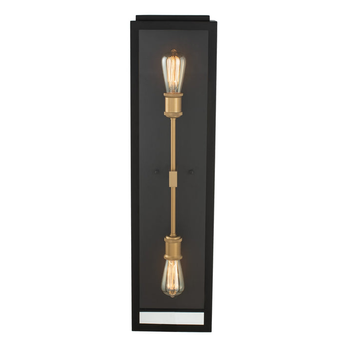 Kalco 405521BSG Two Light Wall Sconce, Matte Black w Sanded Gold