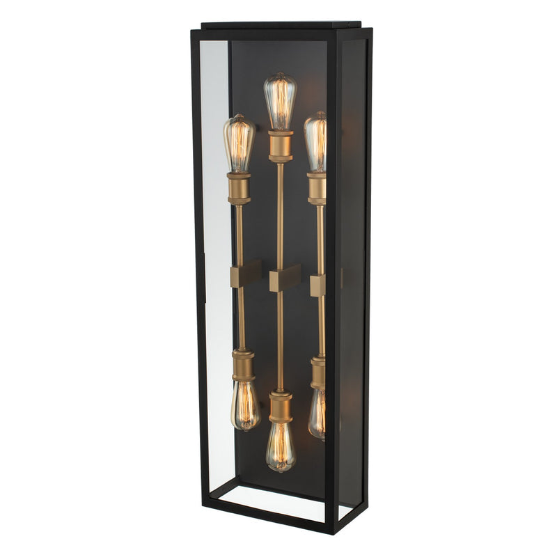 Kalco 405522BSG Six Light Wall Sconce, Matte Black w Sanded Gold
