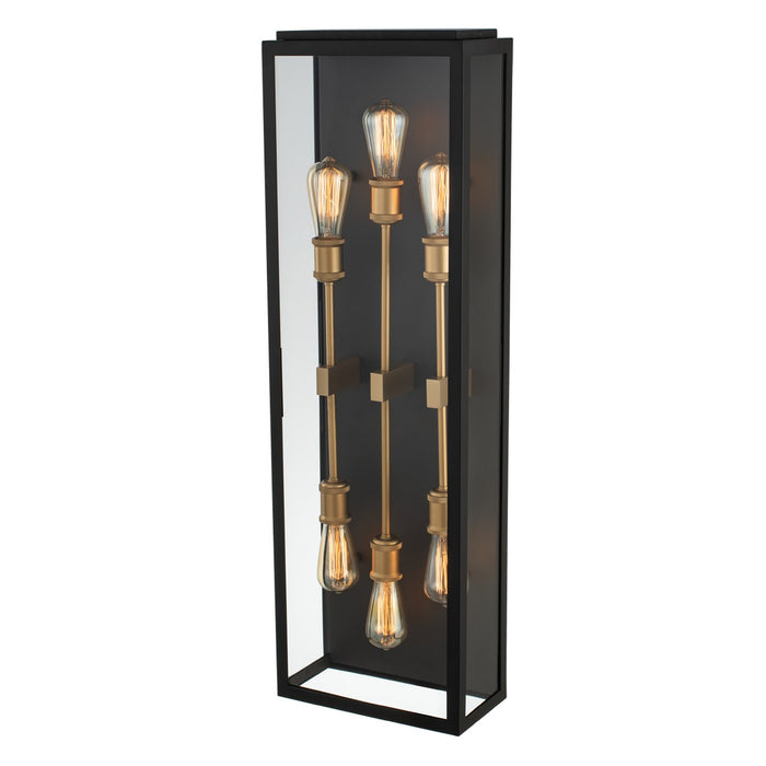 Kalco 405522BSG Six Light Wall Sconce, Matte Black w Sanded Gold