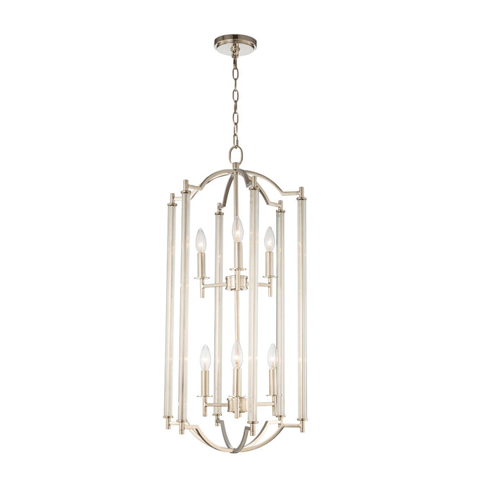 Kalco 512952PN Six Light Foyer Pendant, Polished Nickel