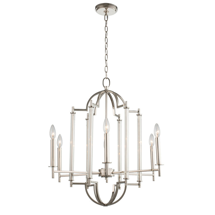 Kalco 512972PN Six Light Chandelier, Polished Nickel