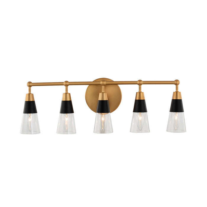 Kalco 513135BNB Five Light Bath, Matte Black w New Brass