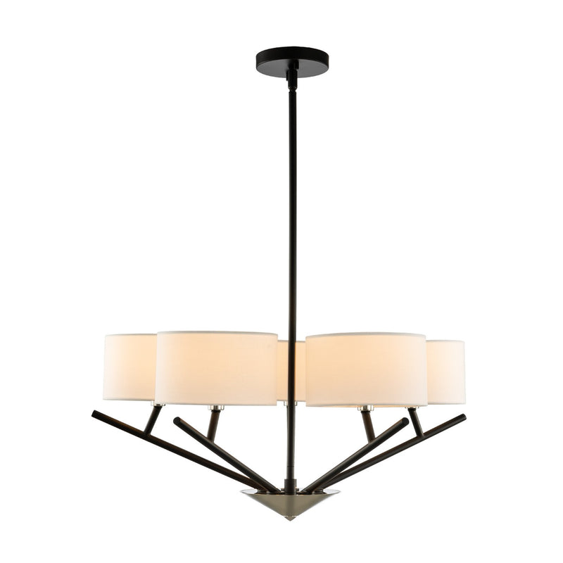 Kalco 513471BPN Five Light Chandelier, Matte Black w Polished Nickel