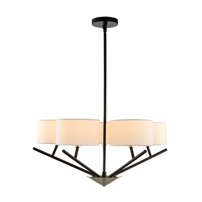 Kalco 513471BPN Five Light Chandelier, Matte Black w Polished Nickel