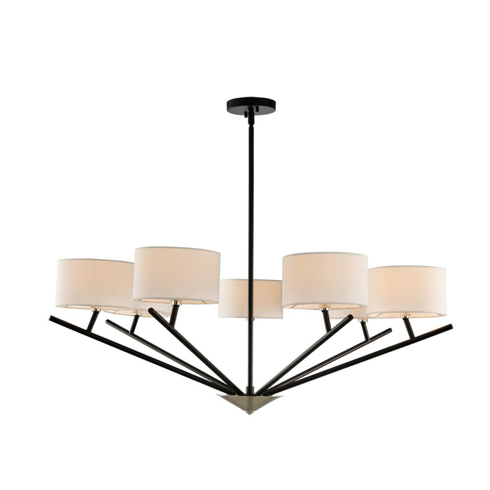 Kalco 513473BPN Seven Light Chandelier, Matte Black w Polished Nickel