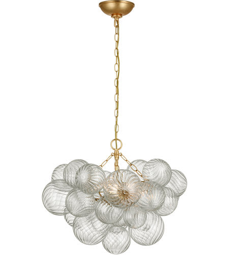 Visual Comfort Signature JN 5110G/CG LED Chandelier, Gild and Clear Swirled Glass