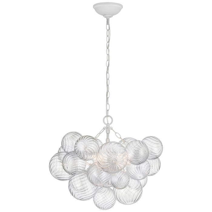 Visual Comfort Signature JN 5110PW/CG LED Chandelier, Plaster White and Clear Swirled Glass