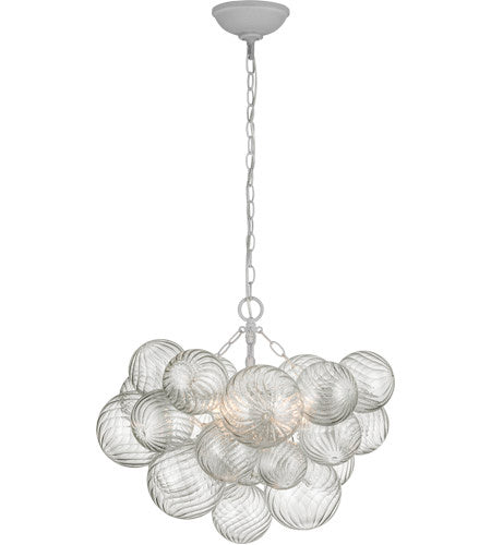 Visual Comfort Signature JN 5110PW/CG LED Chandelier, Plaster White and Clear Swirled Glass