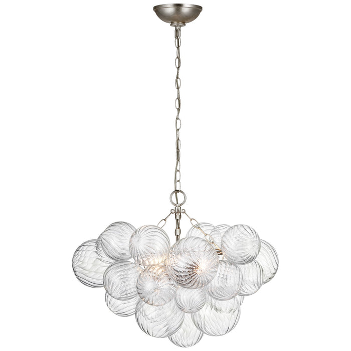 Visual Comfort Signature JN 5110BSL/CG LED Chandelier, Burnished Silver Leaf and Clear Swirled Glass
