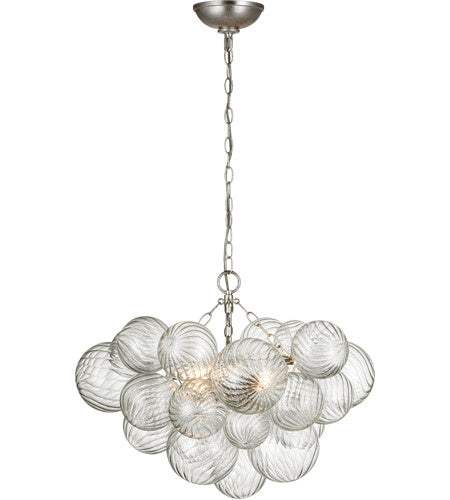 Visual Comfort Signature JN 5110BSL/CG LED Chandelier, Burnished Silver Leaf and Clear Swirled Glass