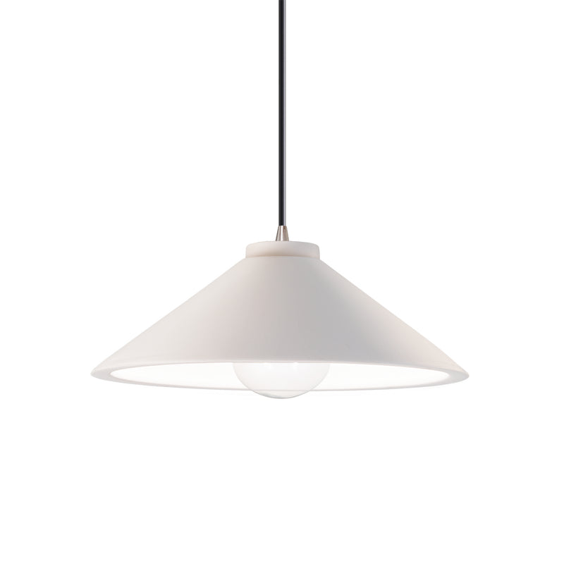 Justice Designs CER-6240-BIS-NCKL-BKCD One Light Pendant, Bisque