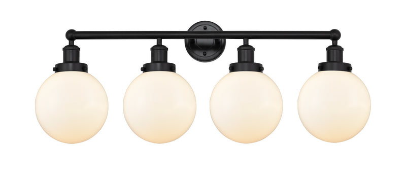 Innovations 616-4W-BK-G201-8 Four Light Bath Vanity, Matte Black