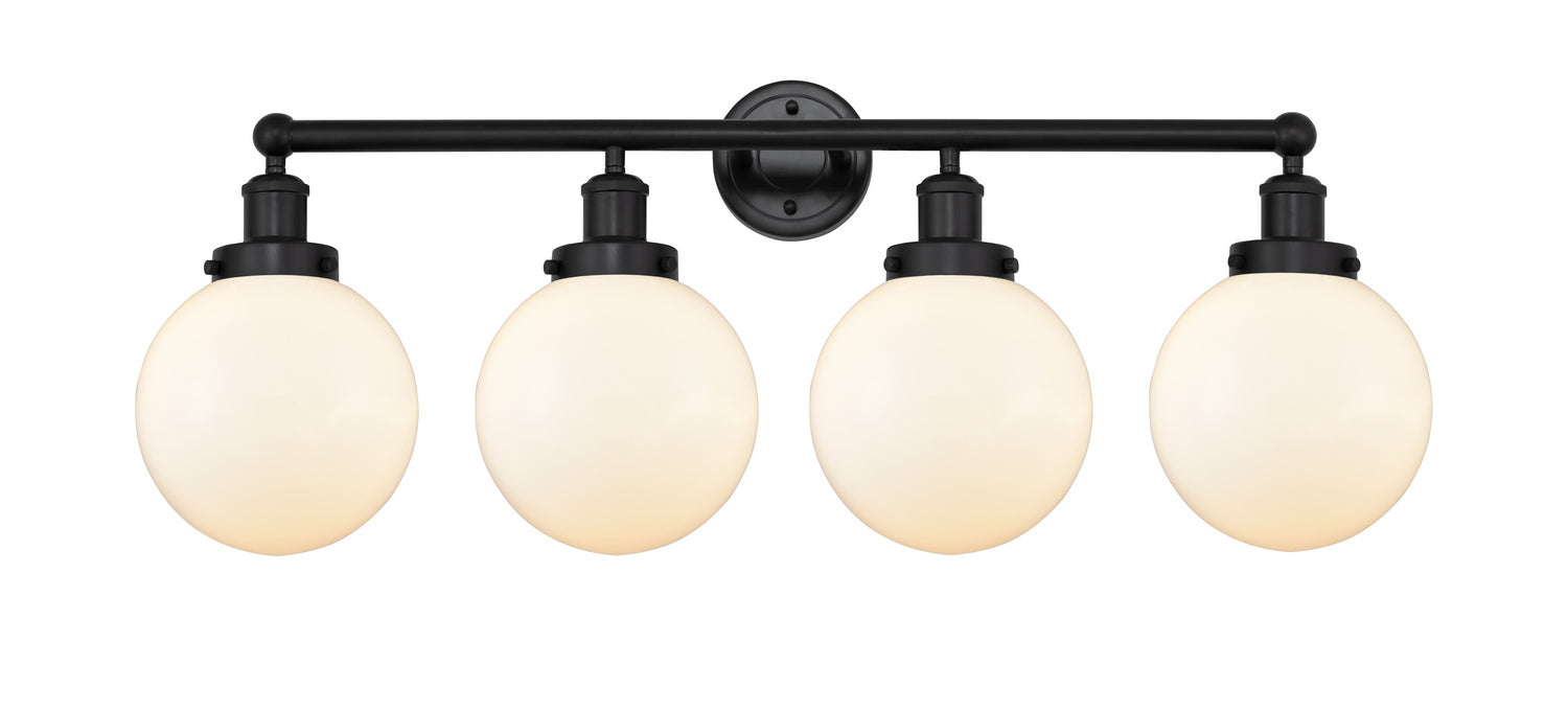 Innovations 616-4W-BK-G201-8 Four Light Bath Vanity, Matte Black
