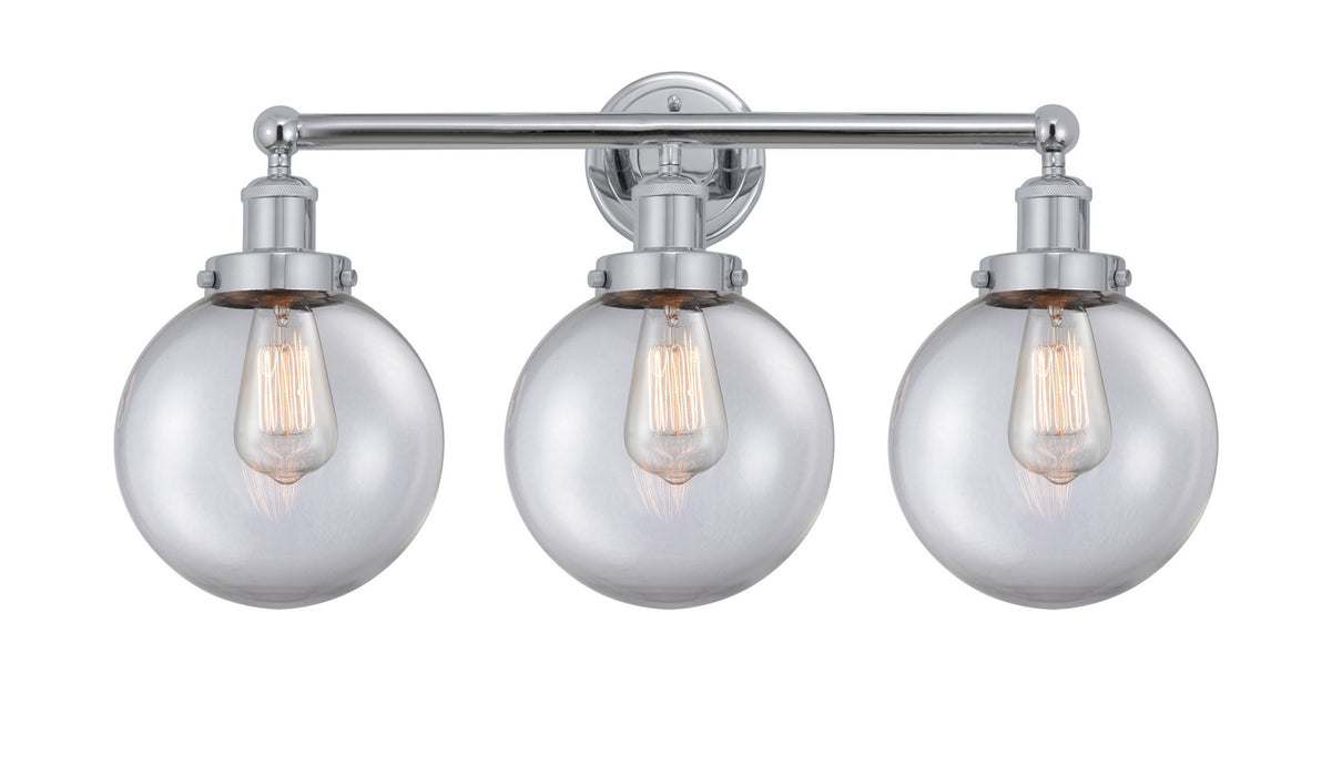 Innovations 616-3W-PC-G202-8 Three Light Bath Vanity, Polished Chrome