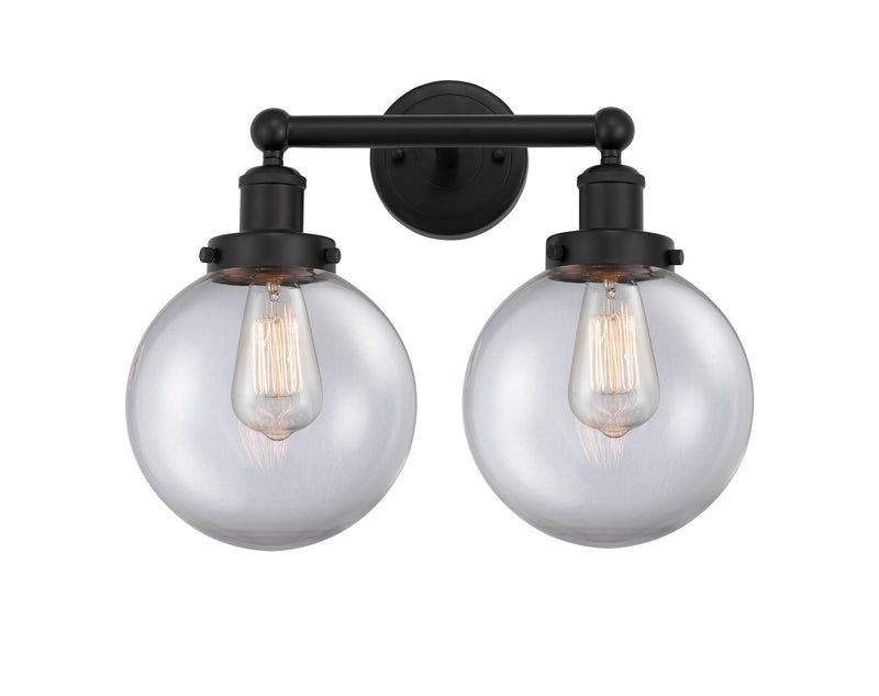 Innovations 616-2W-BK-G202-8 Two Light Bath Vanity, Matte Black