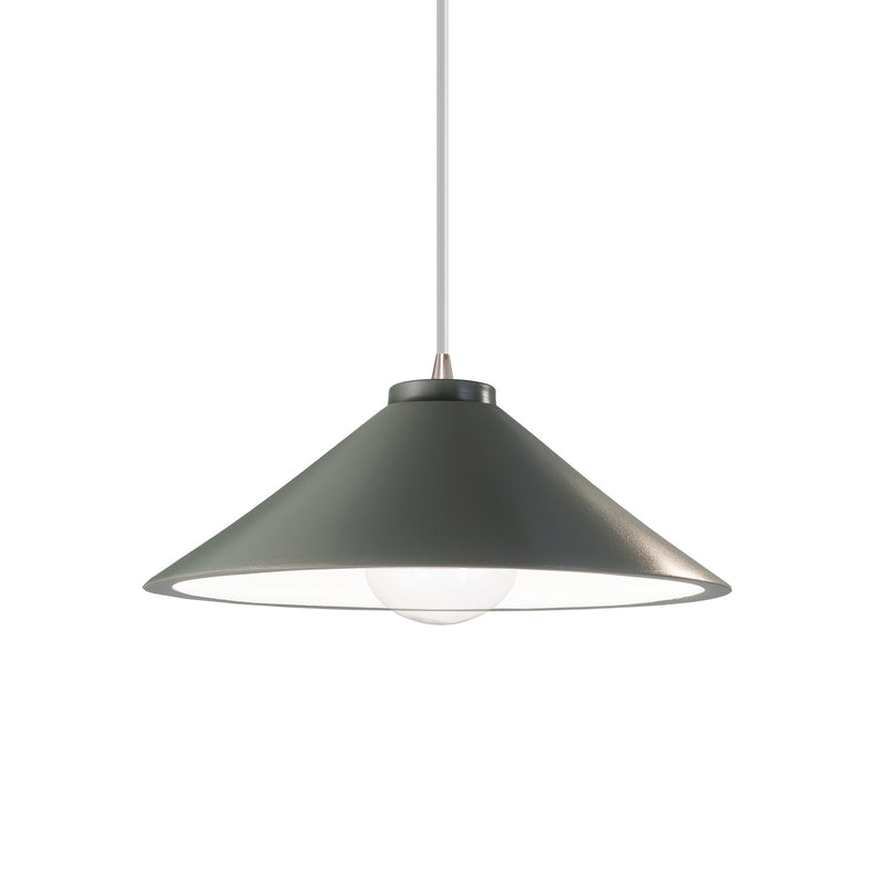Justice Designs CER-6240-PWGN-NCKL-WTCD One Light Pendant, Pewter Green